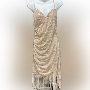 SHEIN Beige Sequin Mini Dress